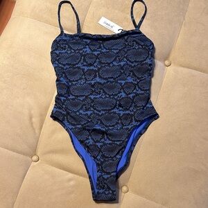 NWT Vitamin A Jenna Blue Snakeskin one piece Swimwear